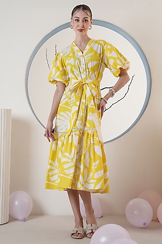Lemon Yellow Poplin Dress by Surabhi Arya