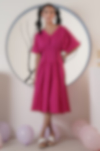Hot Pink Poplin Maxi Summer Dress by Surabhi Arya at Pernia's Pop Up Shop
