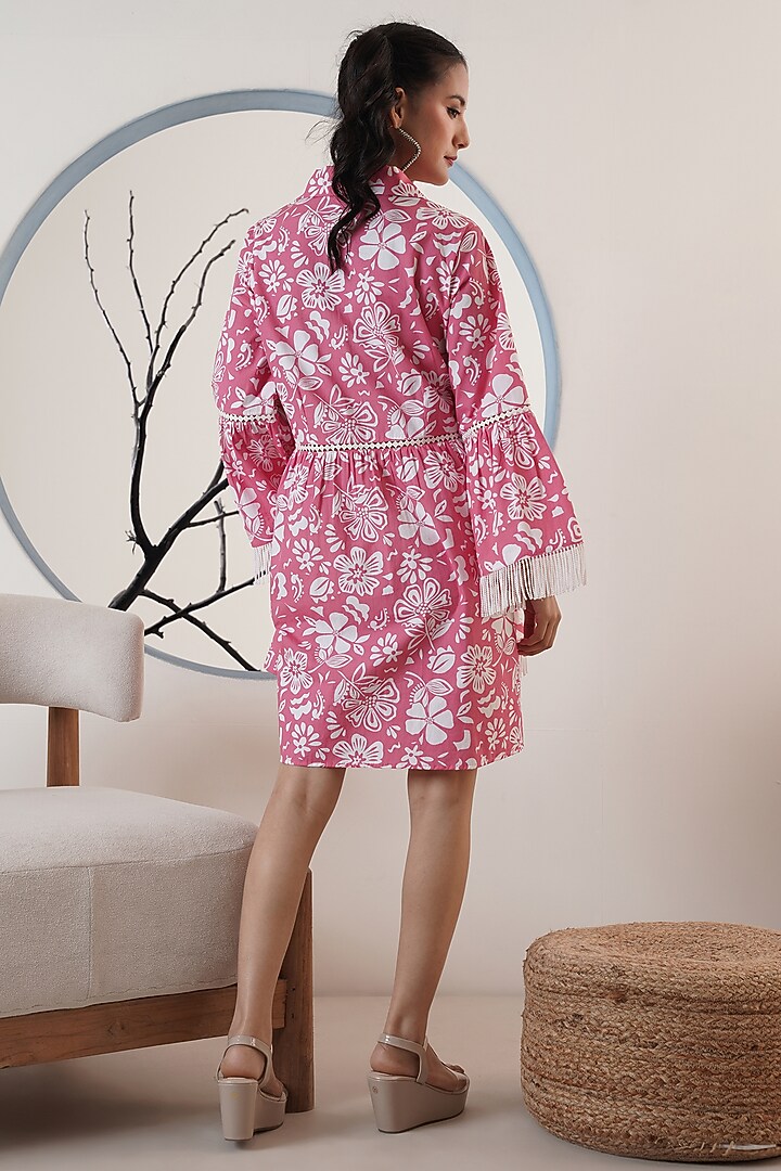 Pink Poplin Printed Shirt Summer Dress by Surabhi Arya at Pernia's Pop Up Shop