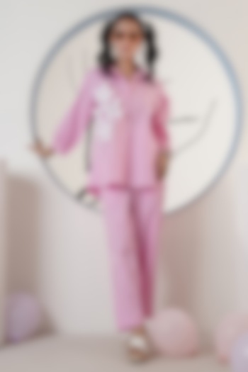 Blush Pink Cotton Poplin Co-Ord Set by Surabhi Arya at Pernia's Pop Up Shop