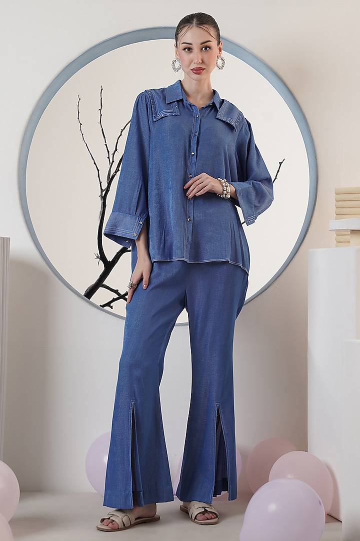 Midnight Blue Cotton Denim Co-Ord Set by Surabhi Arya at Pernia's Pop Up Shop
