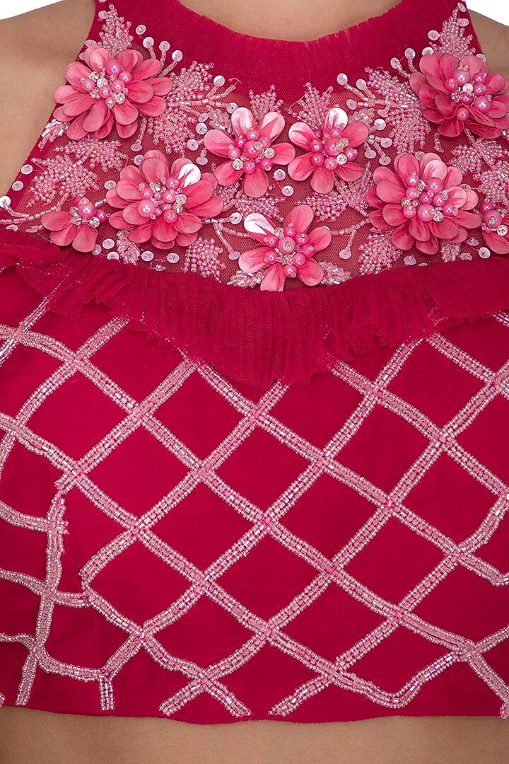 Red Embroidered Pre-Draped Wedding Saree Set by Surabhi Arya at Pernia's Pop Up Shop