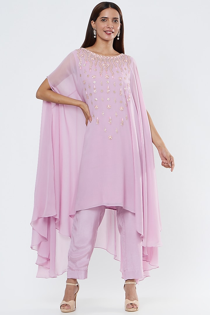 Purple Embroidered Kaftan Set by Surabhi Arya