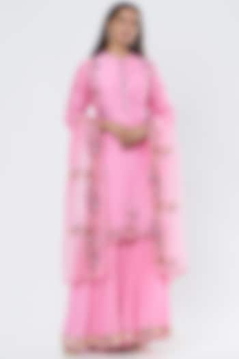 Pink Georgette Gharara Set by Surabhi Arya