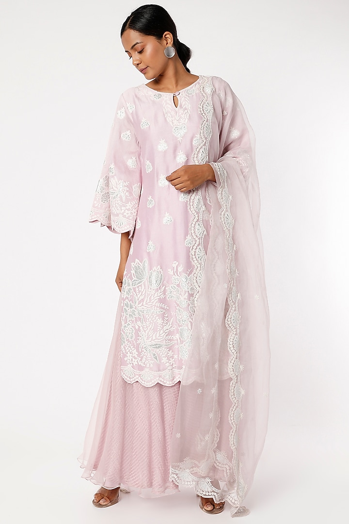 Lilac Embroidered Sharara Set by Surabhi Arya at Pernia's Pop Up Shop