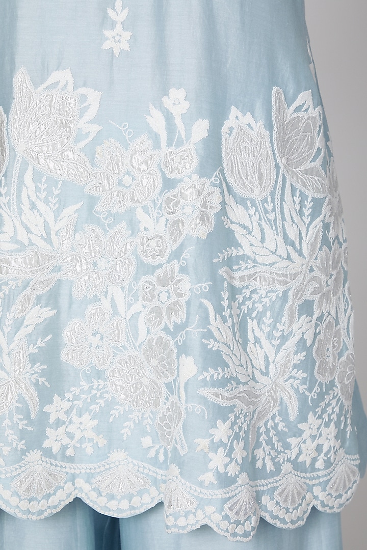 Sky Blue Dori Embroidered Kurta Set by Surabhi Arya at Pernia's Pop Up Shop