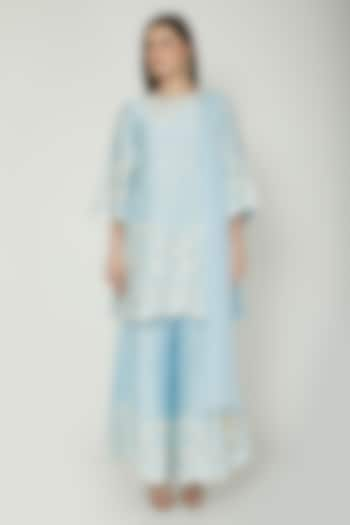 Light Blue Embroidered Kurta Set by Surabhi Arya at Pernia's Pop Up Shop