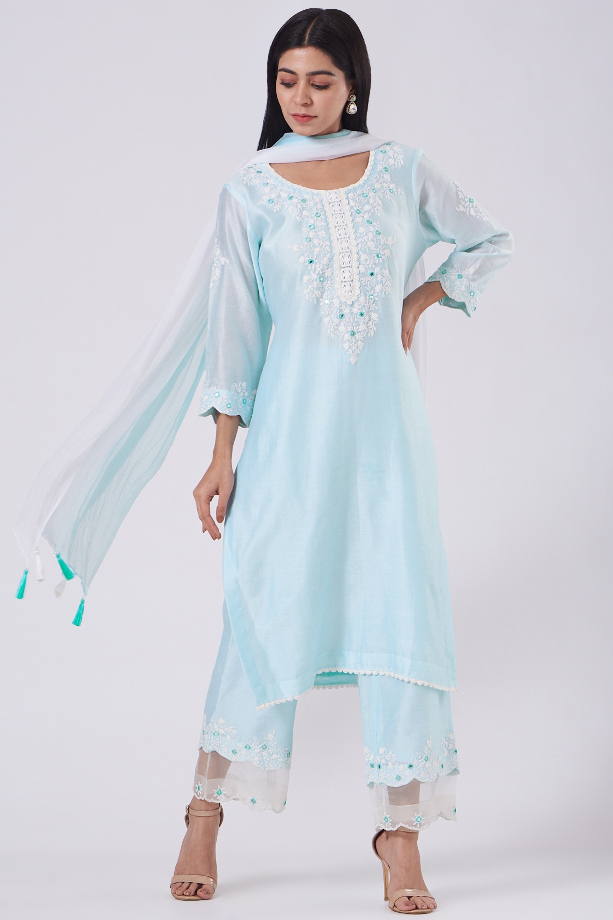 Powder Blue Dress – Naaz By Noor