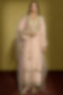 Peach Gold Tissue Silk Gota Embroidered Kurta Set by Sureena Chowdhri