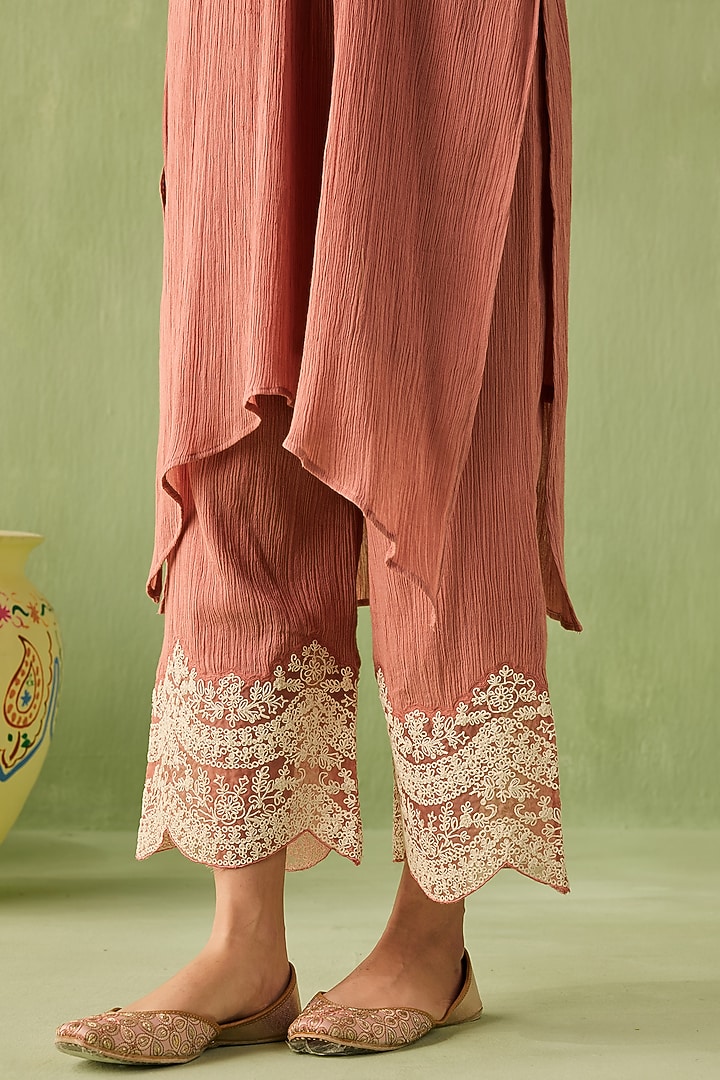 Rust Cotton Gauze Kurta Set by Sureena Chowdhri at Pernia's Pop Up Shop