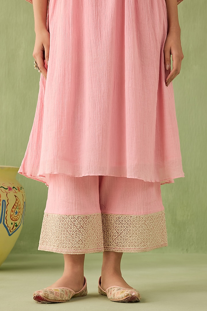 Rose Pink Cotton Gauze Kurta Set by Sureena Chowdhri at Pernia's Pop Up Shop