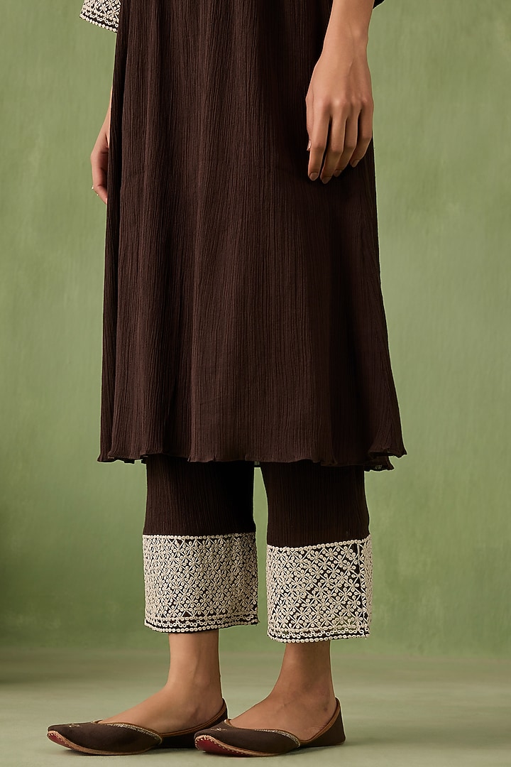 Earthy Brown Cotton Gauze Kurta Set by Sureena Chowdhri at Pernia's Pop Up Shop