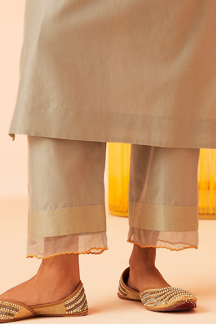 Sea Green Silk Chanderi Embroidered Kurta Set by Sureena Chowdhri at Pernia's Pop Up Shop