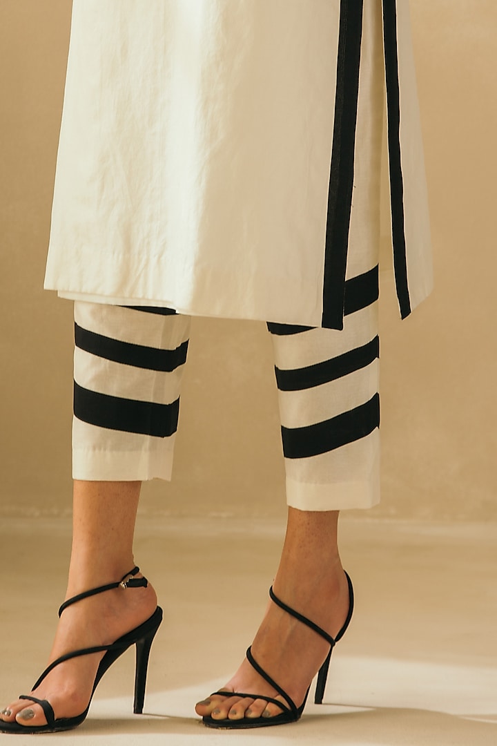 Ivory Silk Chanderi Embroidered Kurta Set by Sureena Chowdhri at Pernia ...