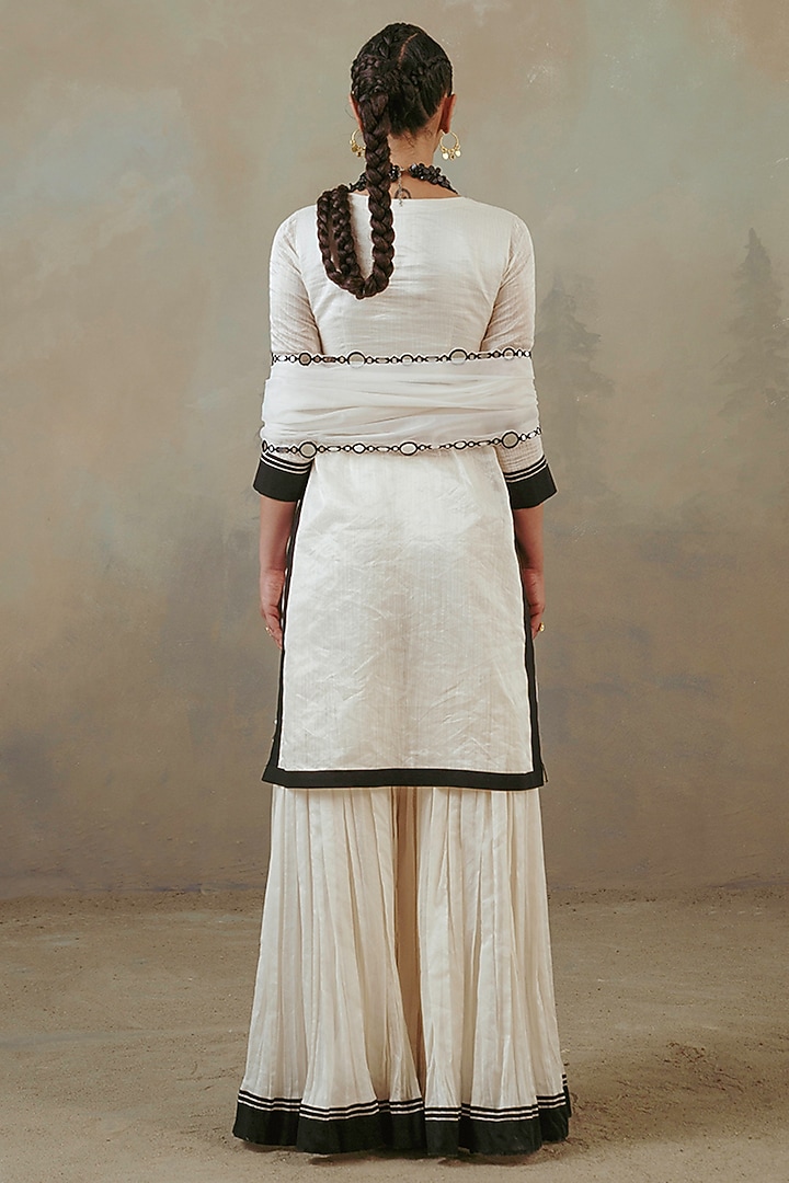 Ivory Silk Chanderi & Tissue Gharara Set by Sureena Chowdhri at Pernia's Pop Up Shop