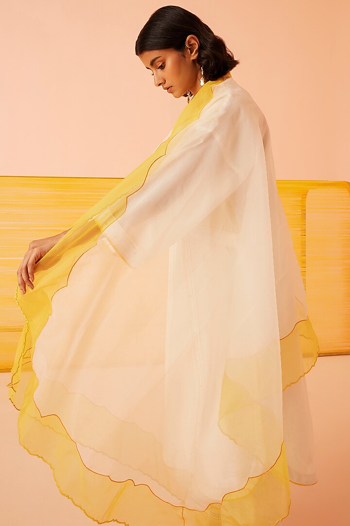Ivory Silk Chanderi Embroidered Kurta Set by Sureena Chowdhri at Pernia's Pop Up Shop