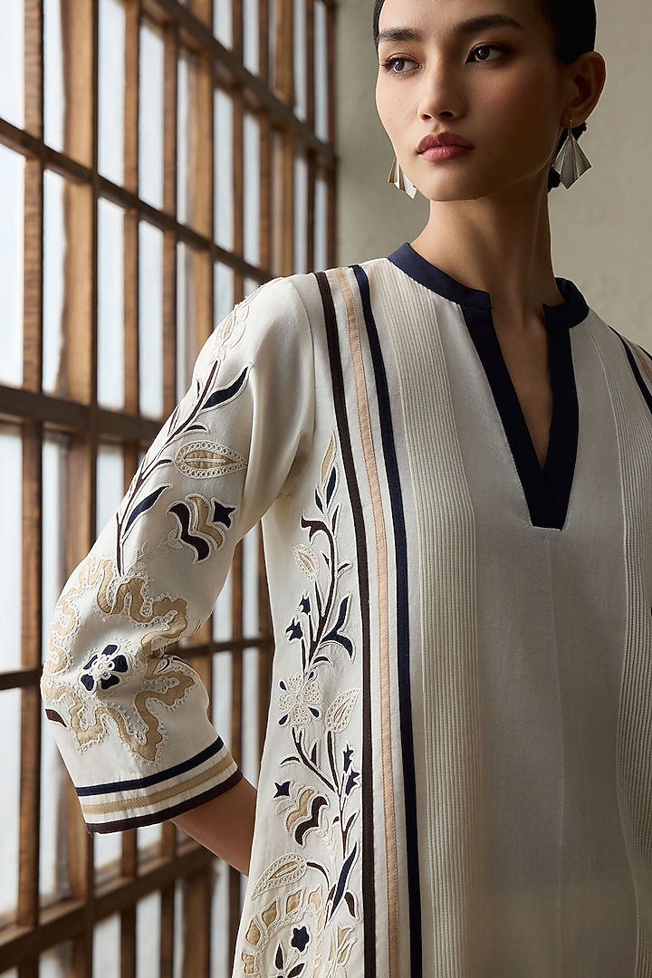 Ivory Silk Chanderi Thread Work Co-ord Set by Sureena Chowdhri at Pernia's Pop Up Shop