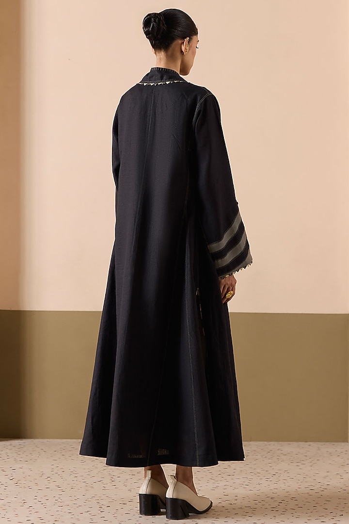 Black & Sage Linen Abaya Vacation Dress by Sureena Chowdhri at Pernia's Pop Up Shop