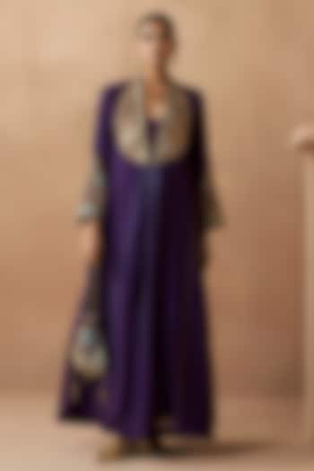 Purple Silk Chanderi Zardosi Embroidered Jacket by Sureena Chowdhri at Pernia's Pop Up Shop
