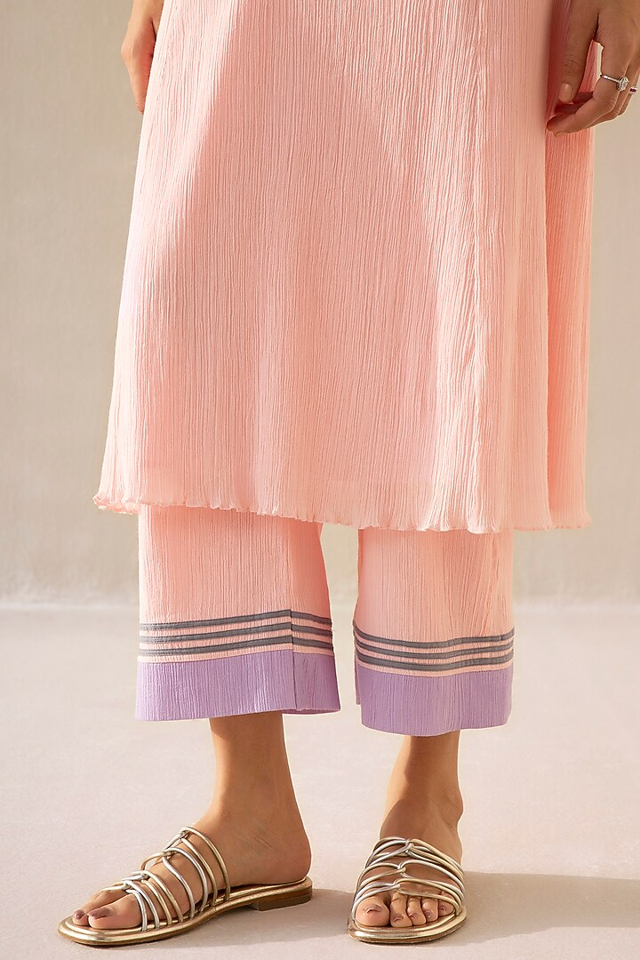 Candy Pink Cotton Gauze Kurta Set by Sureena Chowdhri at Pernia's Pop Up Shop
