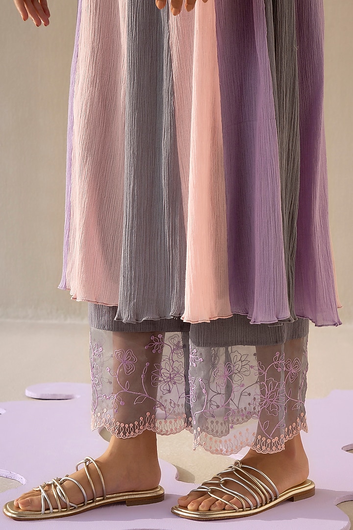 Mauve Grey & Candy Pink Cotton Gauze Kurta Set by Sureena Chowdhri at Pernia's Pop Up Shop