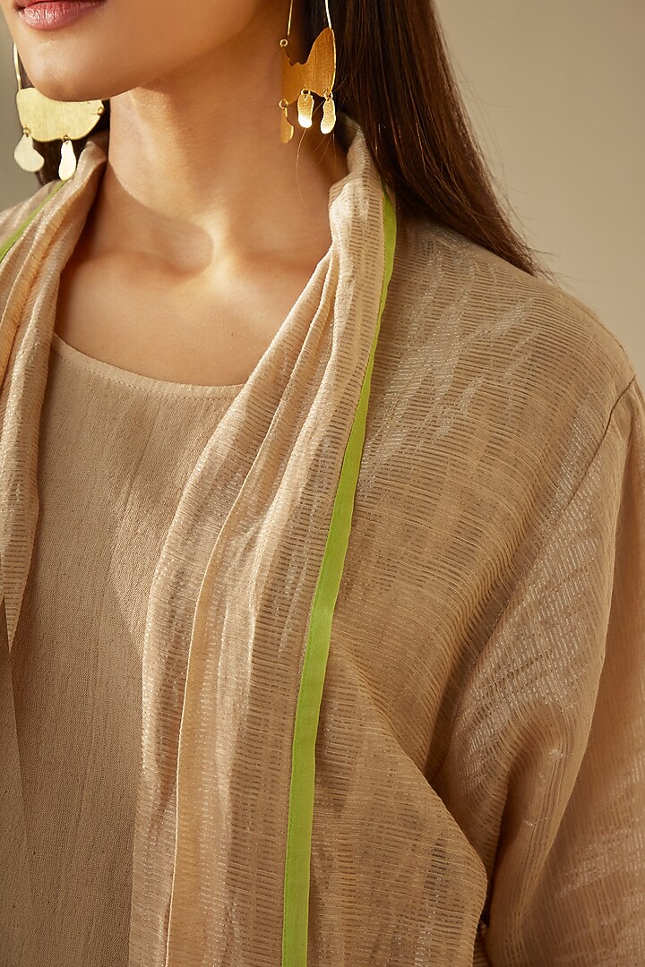 Beige Cotton Kurta Set by Sureena Chowdhri at Pernia's Pop Up Shop
