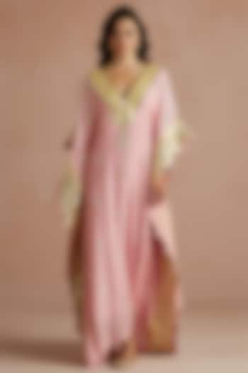 Blush Pink Pure Muslin Embellished Kaftan by Sureena Chowdhri