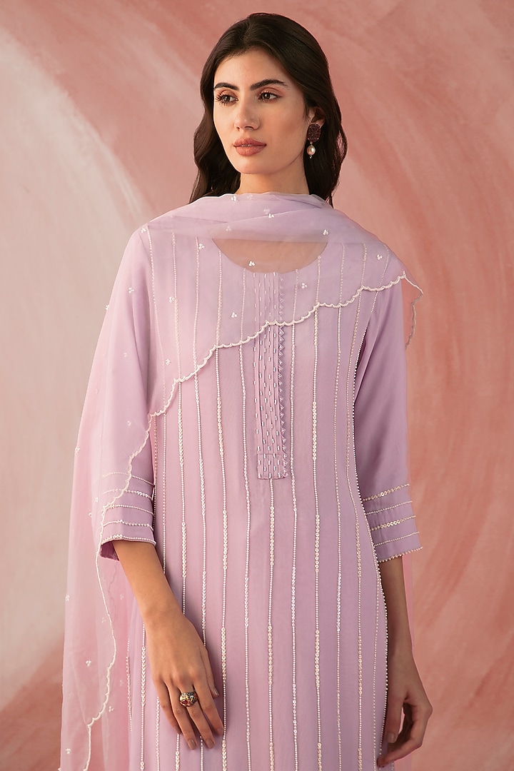 Lilac Crepe Embroidered Party Wear Sharara Set by Sureena Chowdhri at Pernia's Pop Up Shop