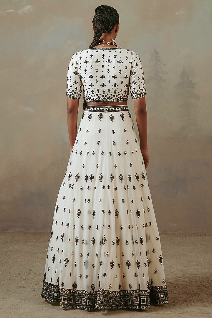 Ivory & Ebony Net Embellished Wedding Lehenga Set by Sureena Chowdhri at Pernia's Pop Up Shop