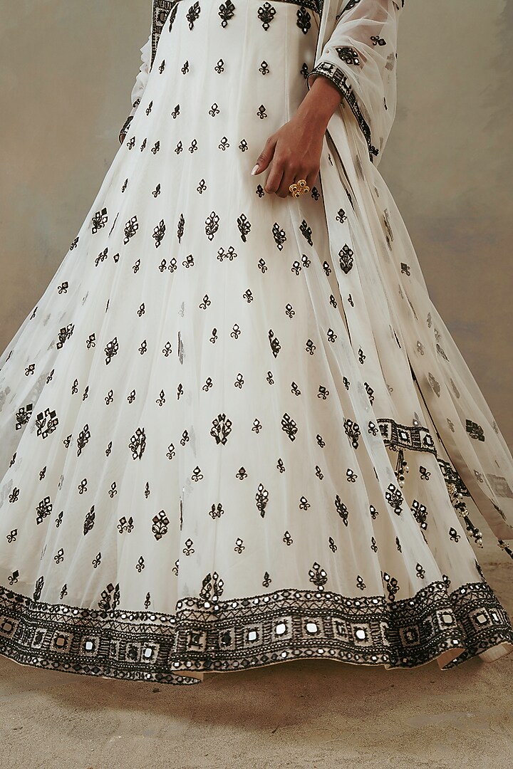 Ivory & Ebony Net Embellished Wedding Lehenga Set by Sureena Chowdhri at Pernia's Pop Up Shop