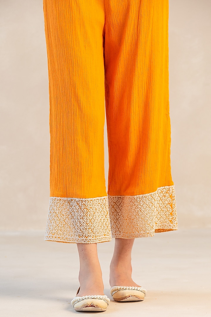 Tangerine Gauze Cotton Kurta Set by Sureena Chowdhri at Pernia's Pop Up Shop