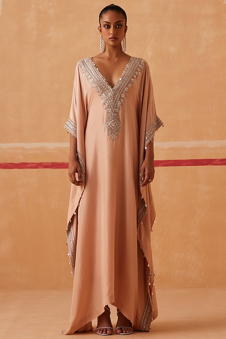 Champagne Muslin Kaftan by Sureena Chowdhri at Pernia's Pop Up Shop