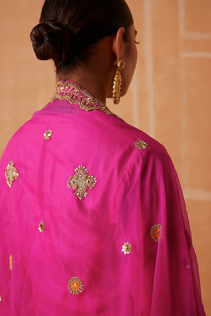 Fuchsia Pure Silk Gharara Set by Sureena Chowdhri at Pernia's Pop Up Shop