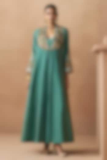 Forest Green Silk Chanderi Zardosi Embroidered Jacket by Sureena Chowdhri at Pernia's Pop Up Shop