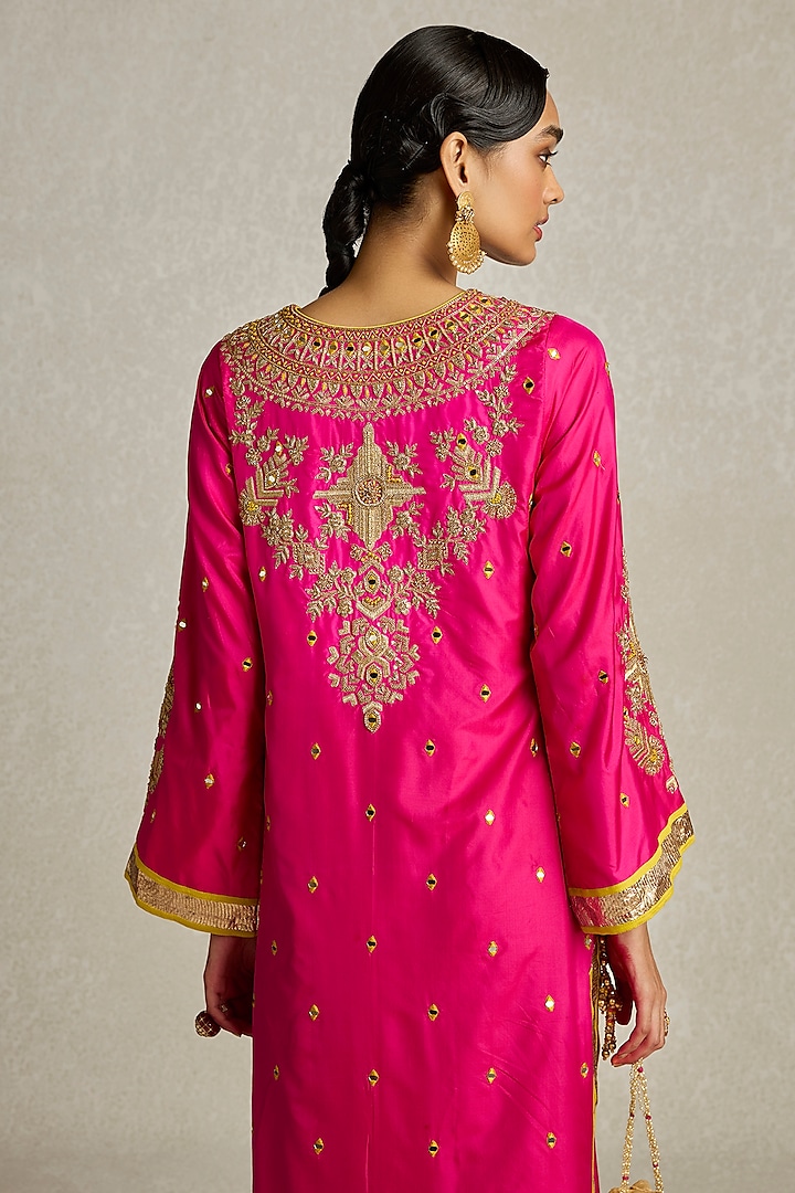 Rani Pink Silk Zardosi & Thread Work Kaftan by Sureena Chowdhri at Pernia's Pop Up Shop