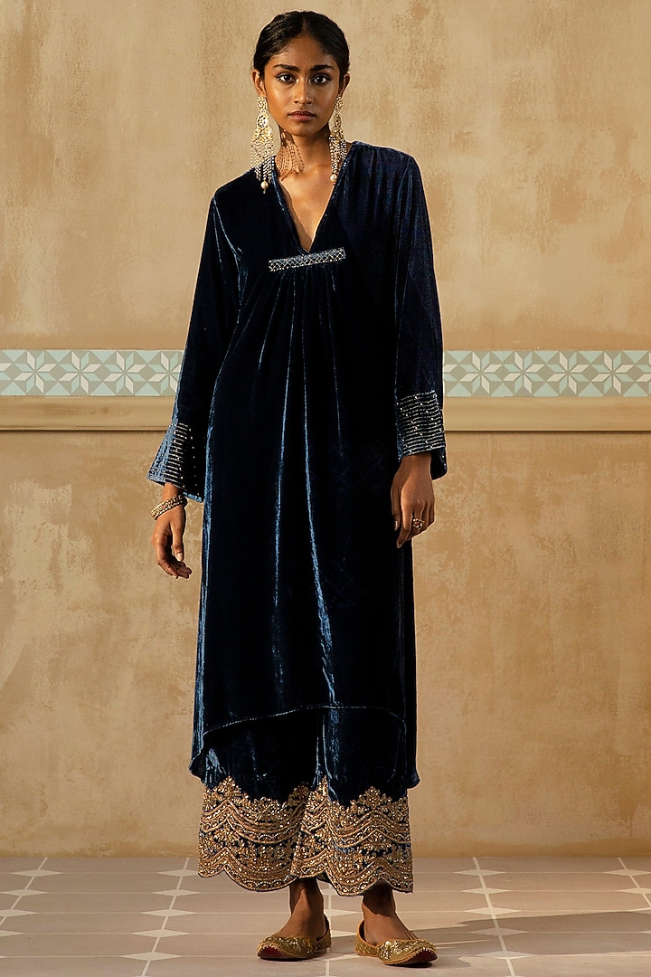 Peacock Blue  Kurta Art Silk Chudidaar