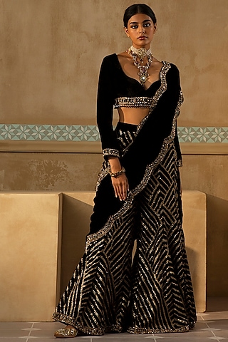 Buy Black Readymade Saree for Women Online from India's Luxury Designers  2024