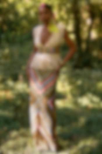 Multi-Colored Net & Cotton Maxi Skirt Set by SurilyG at Pernia's Pop Up Shop