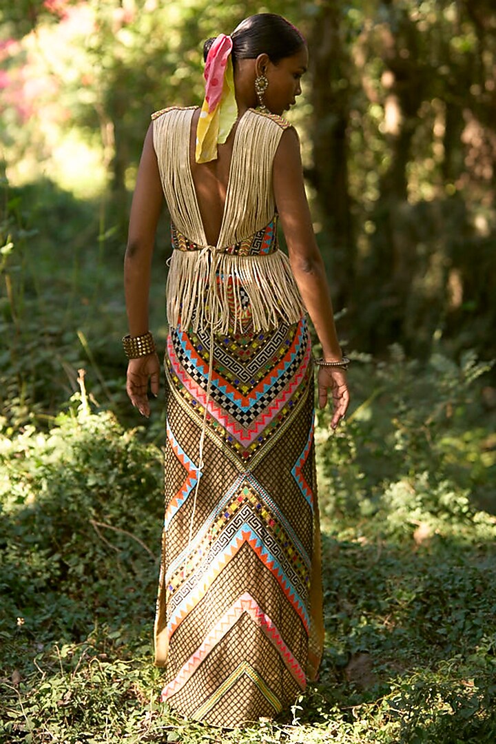 Multi-Colored Net & Cotton Maxi Skirt Set by SurilyG at Pernia's Pop Up Shop