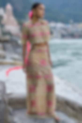 Multi-Coloured Net Bead Embroidered Skirt Set by SurilyG at Pernia's Pop Up Shop