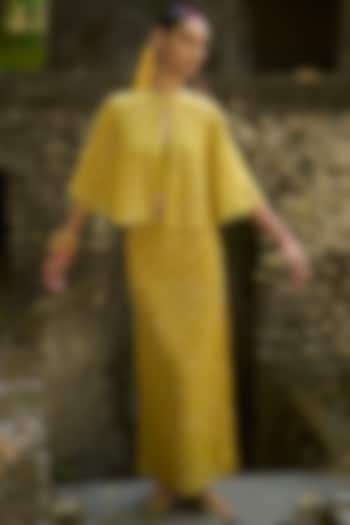 Yellow Organza Cutwork Embroidered Skirt Set by SurilyG at Pernia's Pop Up Shop