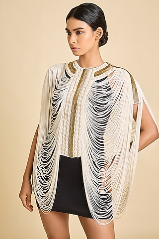 Ivory Cotton Necklace Top  by SurilyG