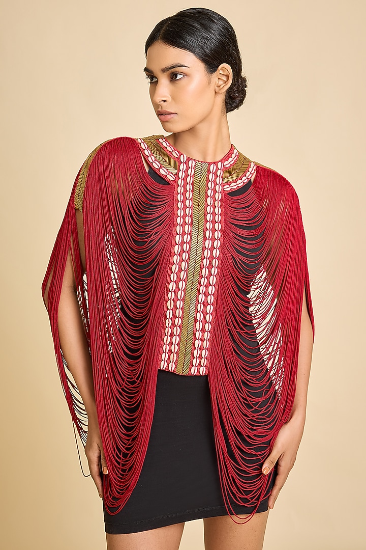 Red Cotton Necklace Top  by SurilyG at Pernia's Pop Up Shop