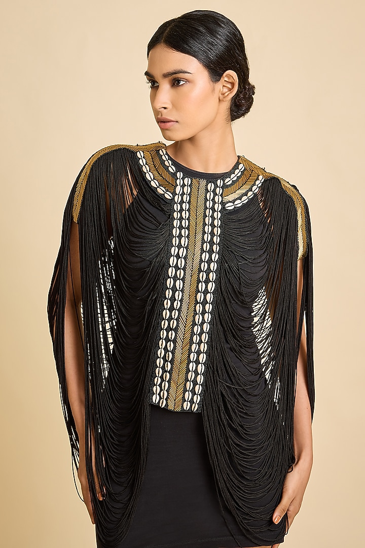 Black Cotton Necklace Top by SurilyG at Pernia's Pop Up Shop