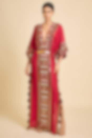 Maroon Silk Gypset Kaftan by SurilyG at Pernia's Pop Up Shop