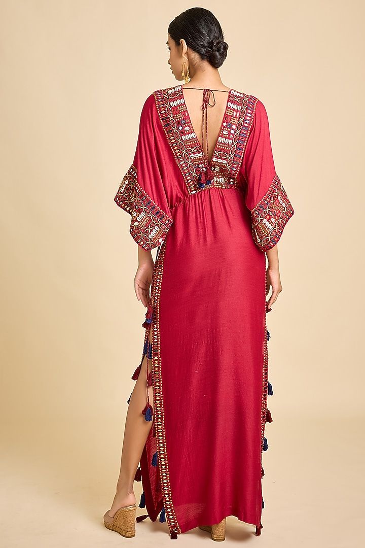 Maroon Silk Gypset Kaftan by SurilyG at Pernia's Pop Up Shop