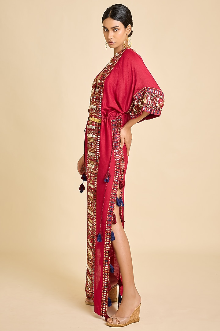 Maroon Silk Gypset Kaftan by SurilyG at Pernia's Pop Up Shop