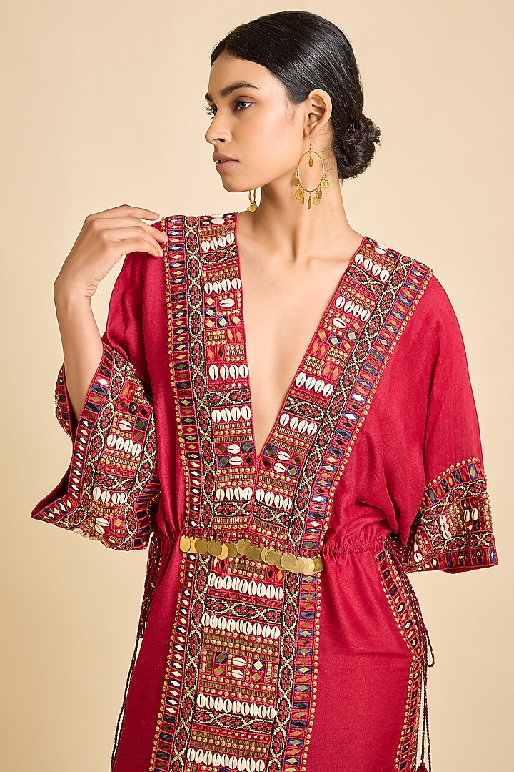 Maroon Silk Gypset Kaftan by SurilyG at Pernia's Pop Up Shop