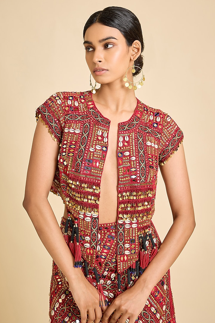 Red Crepe Gypset Jacket by SurilyG at Pernia's Pop Up Shop