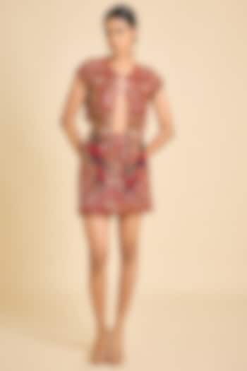 Red Crepe Gypset Mini Skirt by SurilyG at Pernia's Pop Up Shop